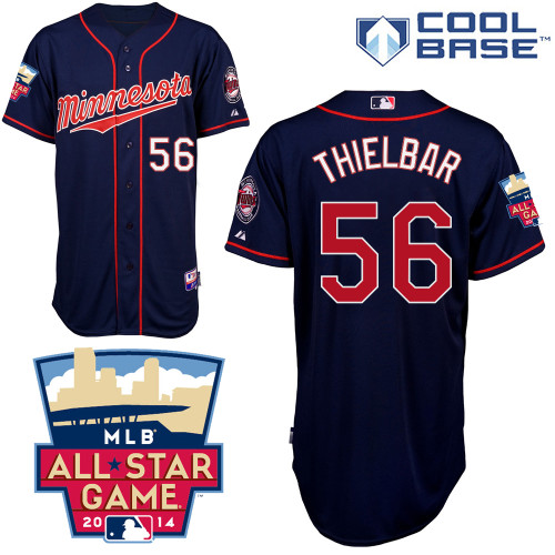 Caleb Thielbar #56 MLB Jersey-Minnesota Twins Men's Authentic 2014 ALL Star Alternate Navy Cool Base Baseball Jersey